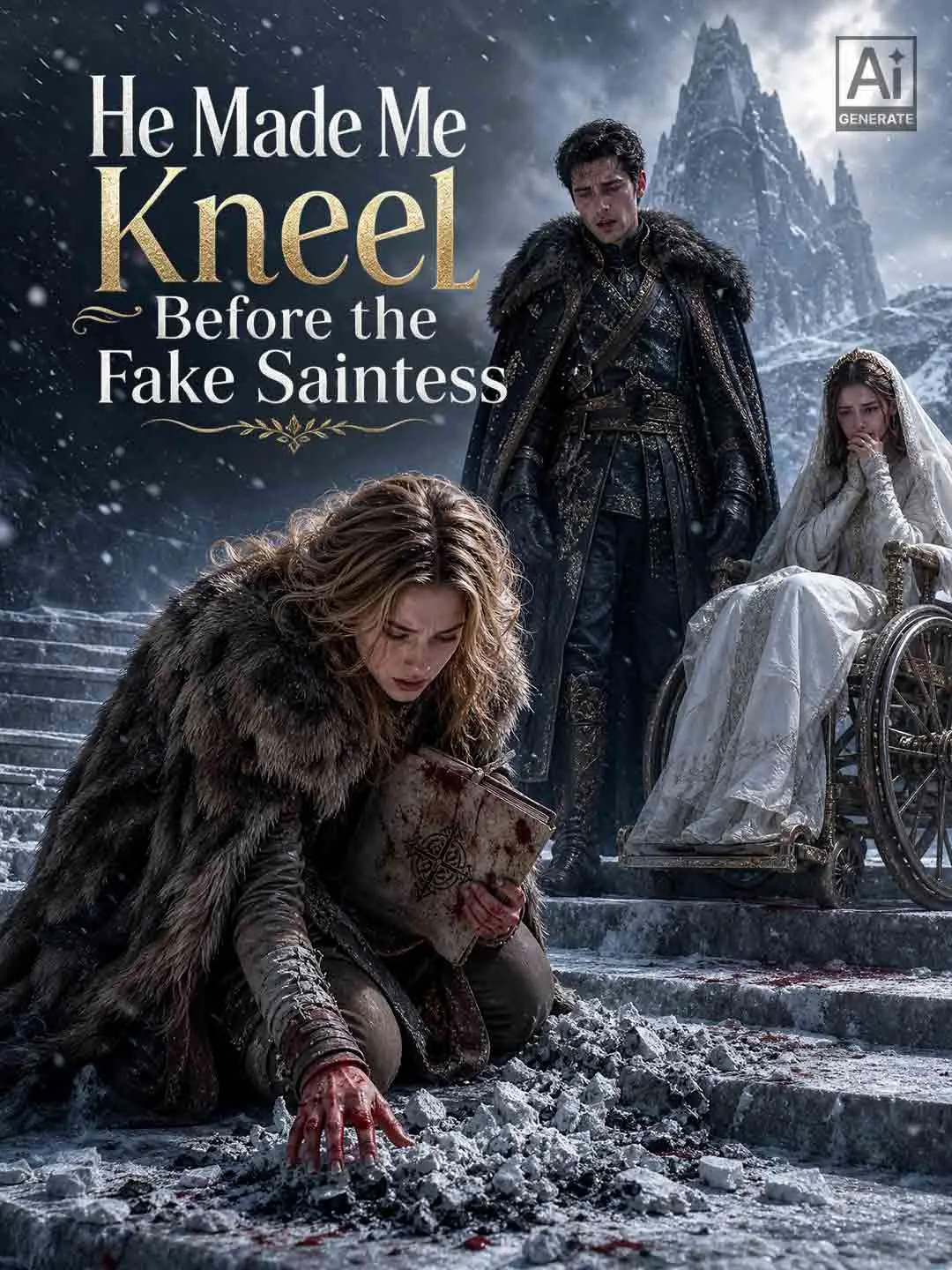 Cover of the miniseries He Made Me Kneel Before the Fake Saintess