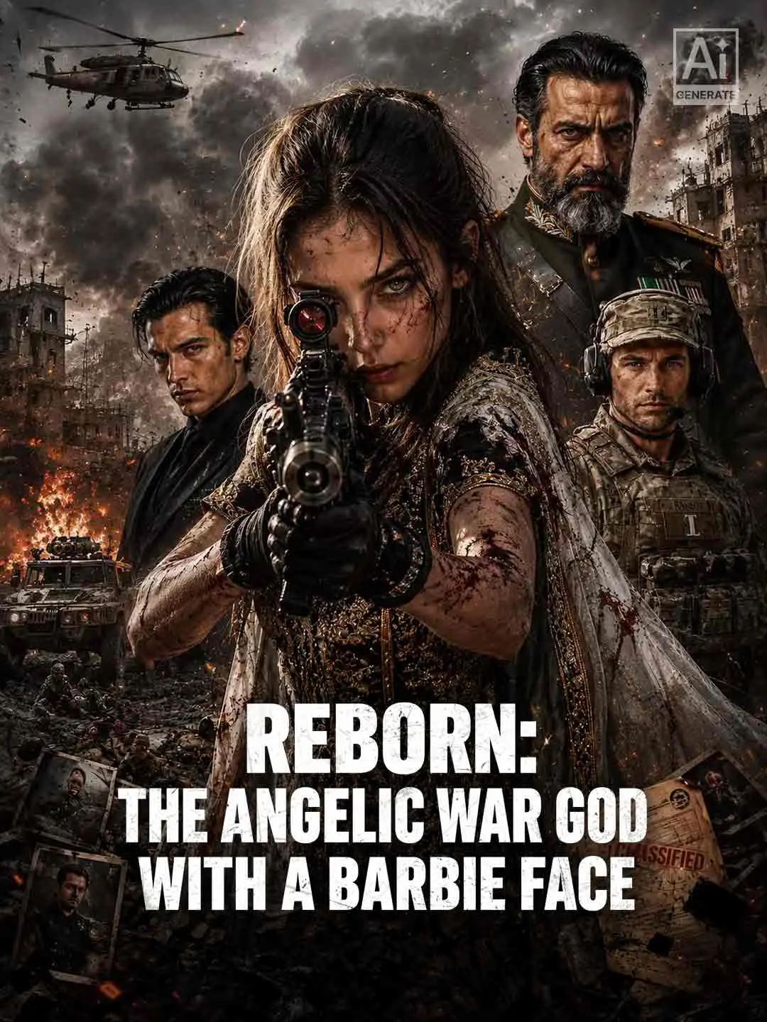 Cover of the miniseries Reborn: The Angelic War God with a Barbie Face